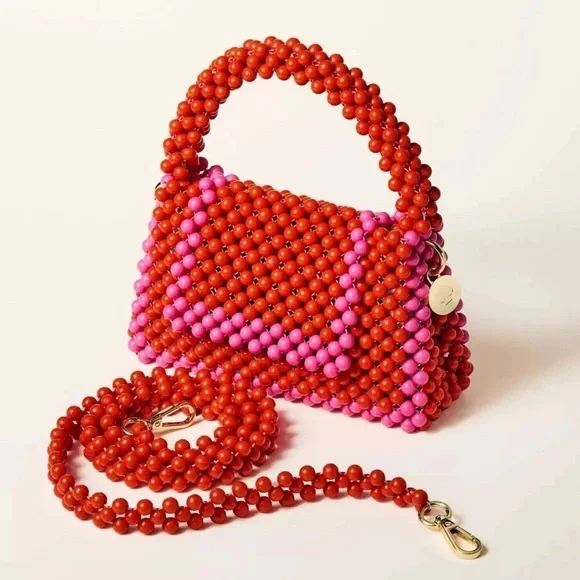 Kate Spade x Target Red and Pink Beaded Colorblock Crossbody Bag NWT - Picture 3 of 5